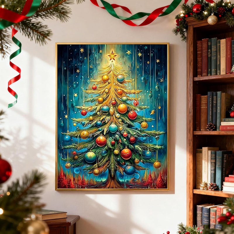hito Christmas Paint by Numbers Kit for Adults - Christmas Tree Paint by Number Adult for Gift Home Wall Decor 16x20 Inch - Image 3